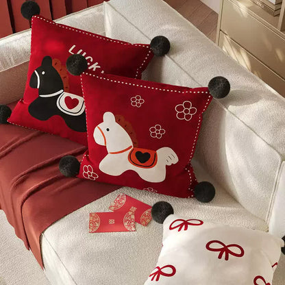 Ownkoti Festive Pony Print Square Throw Pillow Cover - image 1