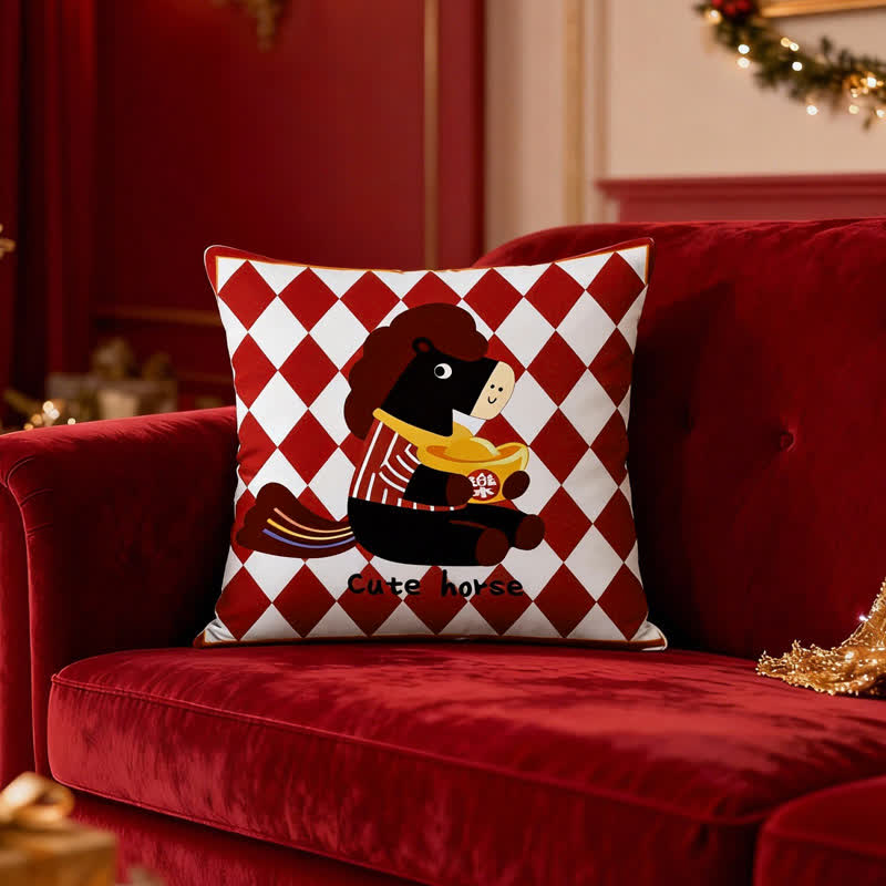 Ownkoti Cute Cartoon Pony Square Pillow Cover - image 3