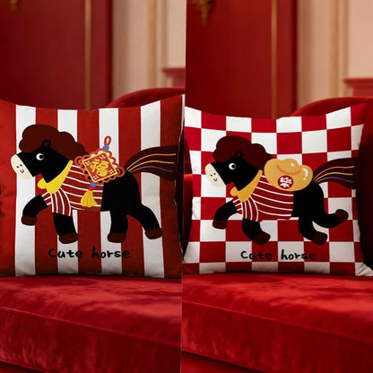 Ownkoti Cute Cartoon Pony Square Pillow Cover - Set (A + B) - 2PCS - 18" x 18" - image 1