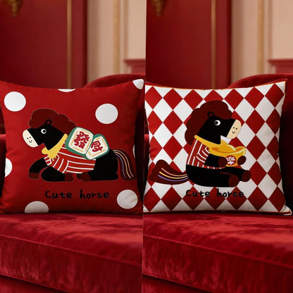 Ownkoti Cute Cartoon Pony Square Pillow Cover - Set (C + D) - 2PCS - 18" x 18" - image 2