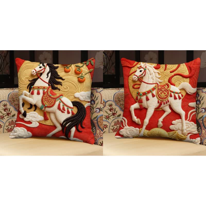 Ownkoti 3D Effect Horse Decorative Pillow Cover - Set (A + B) - 18" x 18" - image 8