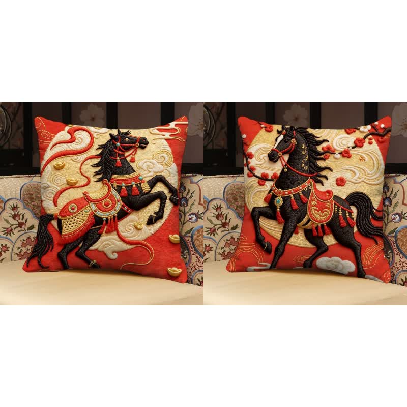 Ownkoti 3D Effect Horse Decorative Pillow Cover - Set (C + D) - 18" x 18" - image 9