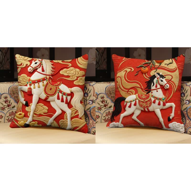 Ownkoti 3D Effect Horse Decorative Pillow Cover - Set (E + F) - 18" x 18" - image 10