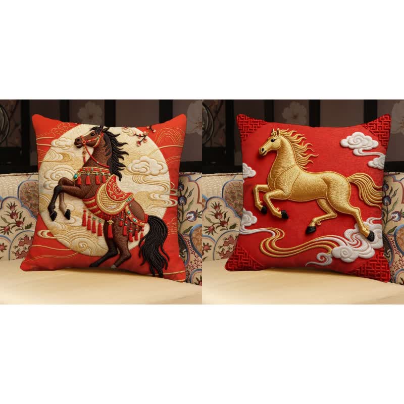 Ownkoti 3D Effect Horse Decorative Pillow Cover - Set (G + H) - 18" x 18" - image 11