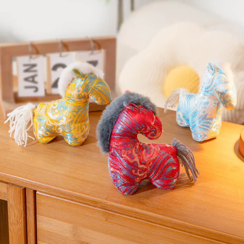 Ownkoti Retro Horse Zodiac Mascot Decor - Set (Red & Blue & Yellow) - 3PCS - 2.16"W x 4.92"L x 5.51"H - image 0