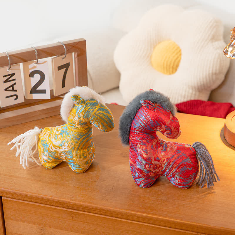 Ownkoti Retro Horse Zodiac Mascot Decor - Set (Red & Yellow) - 2PCS - 2.16"W x 4.92"L x 5.51"H - image 1