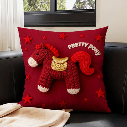 Ownkoti Yarn Pony Print Throw Pillow Cover - A - 4PCS - 23" x 23" - image 1