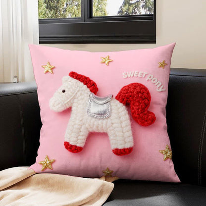Ownkoti Yarn Pony Print Throw Pillow Cover - B - 4PCS - 23" x 23" - image 2