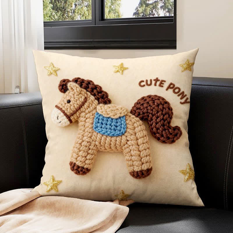Ownkoti Yarn Pony Print Throw Pillow Cover - C - 4PCS - 23" x 23" - image 3