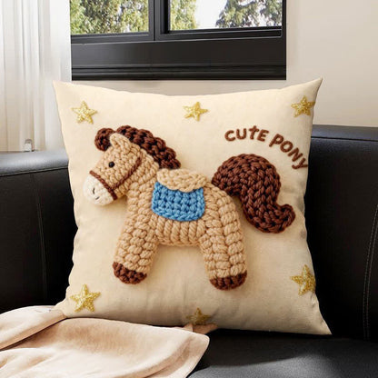 Ownkoti Yarn Pony Print Throw Pillow Cover - C - 4PCS - 23" x 23" - image 3