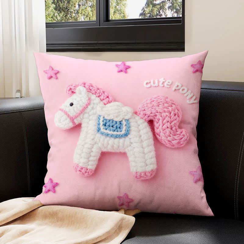 Ownkoti Yarn Pony Print Throw Pillow Cover - D - 4PCS - 23" x 23" - image 4