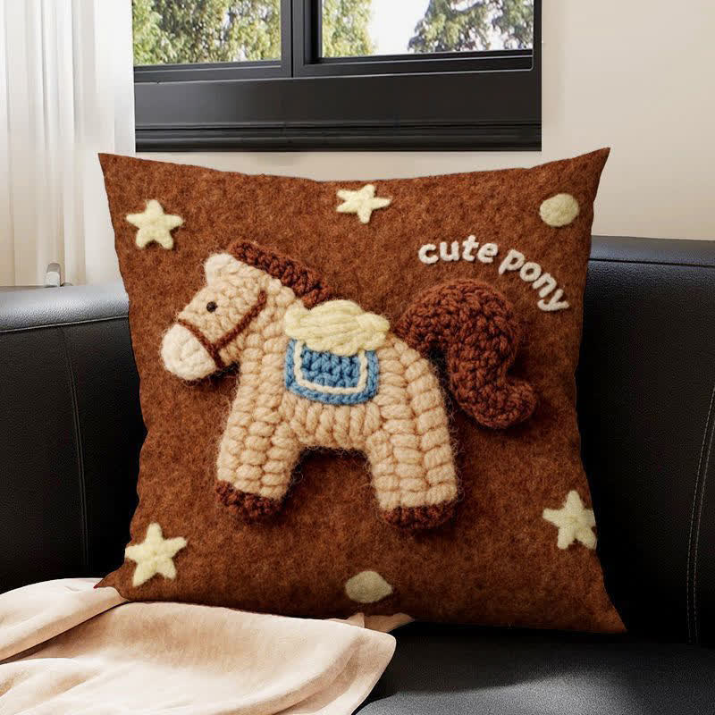 Ownkoti Yarn Pony Print Throw Pillow Cover - E - 4PCS - 23" x 23" - image 5