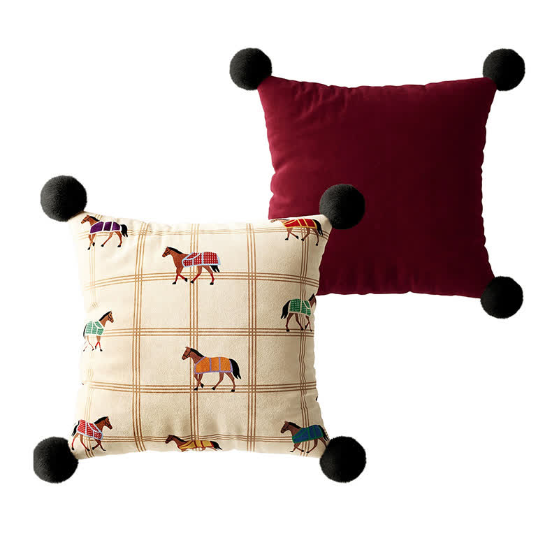 Ownkoti Horse-themed Print Square Throw Pillow Cover - 2PCS: A - 19" x 19" - image 4
