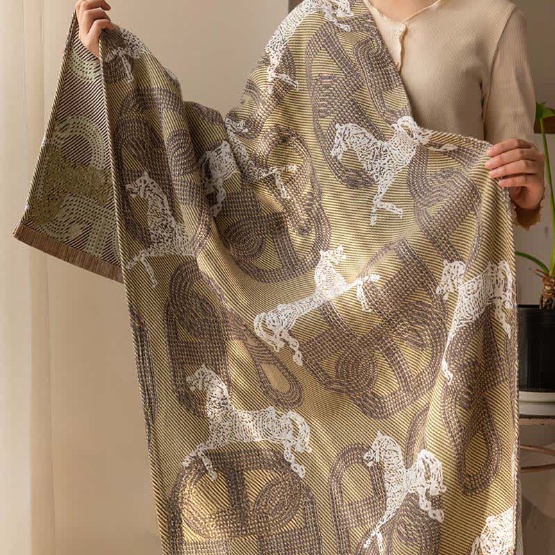 Ownkoti Horse & Geometric Pattern Cotton Bath Towel - image 3
