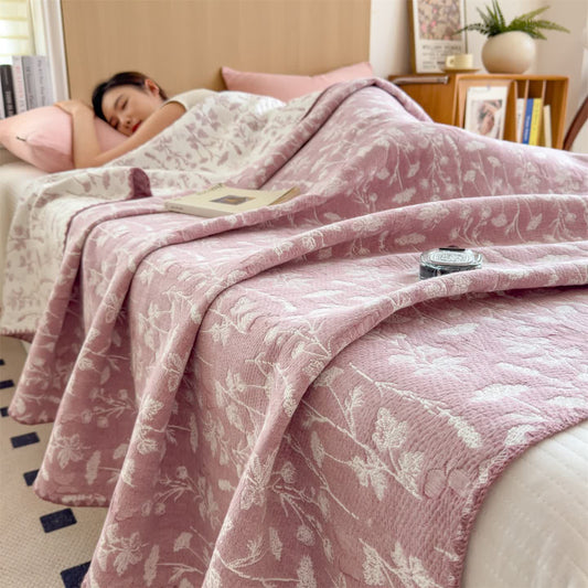 Ownkoti Cottagecore Aesthetic Cotton 3-Layer Gauze Quilt - Pink - Queen - image 0
