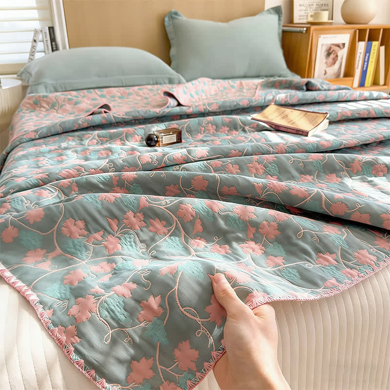 Ownkoti Elegant Botanical Jacquard Cotton Gauze Quilt - image 3