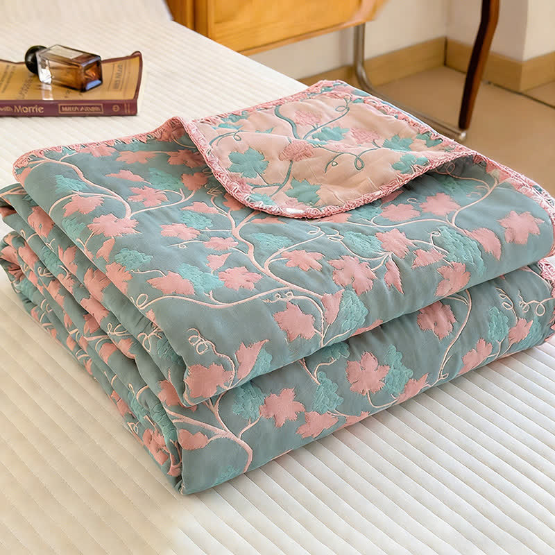 Ownkoti Elegant Botanical Jacquard Cotton Gauze Quilt - image 4