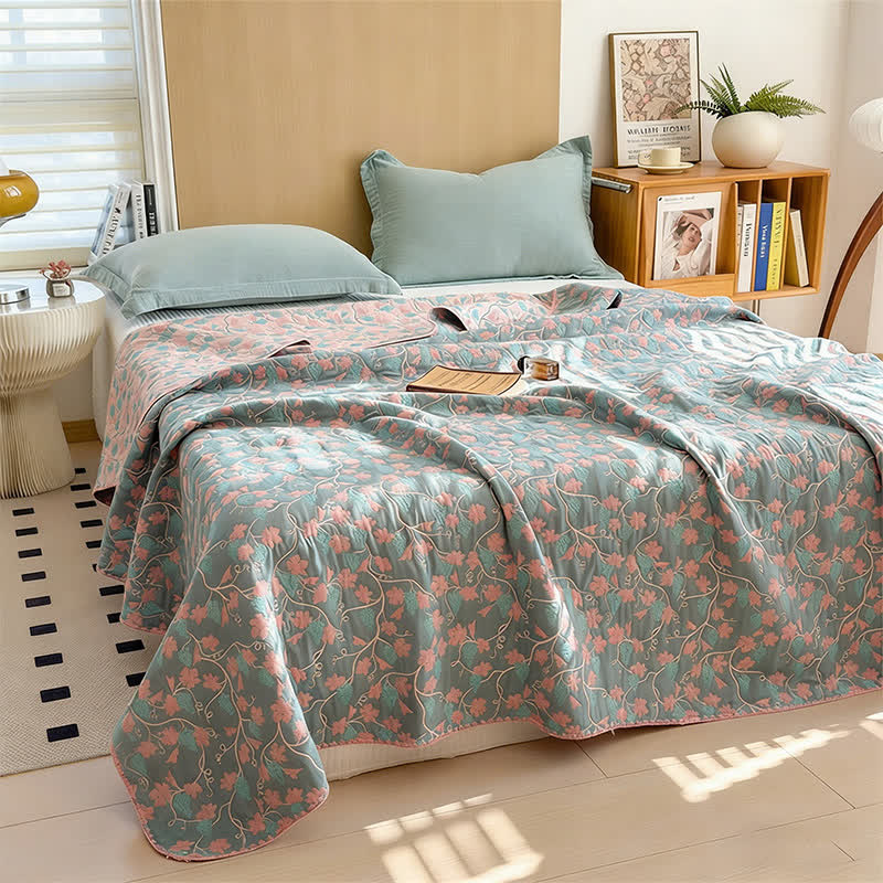 Ownkoti Elegant Botanical Jacquard Cotton Gauze Quilt - image 1
