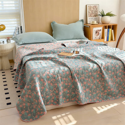 Ownkoti Elegant Botanical Jacquard Cotton Gauze Quilt - image 1