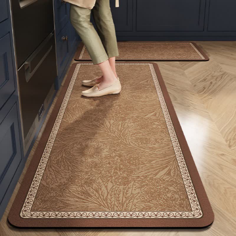 Ownkoti Vintage Floral Leaf Pattern Kitchen Rug - 23" x 35"+23" x 79" - image 0