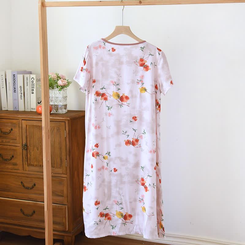 Ownkoti Oriental Style Pomegranate Short Sleeve Nightgown - image 2