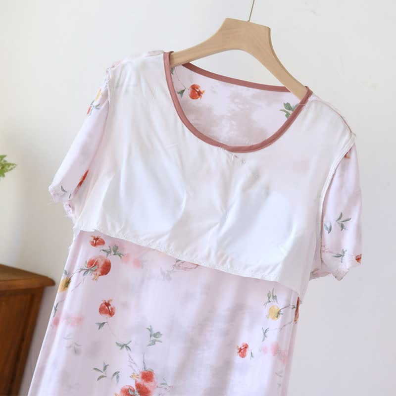 Ownkoti Oriental Style Pomegranate Short Sleeve Nightgown - image 6