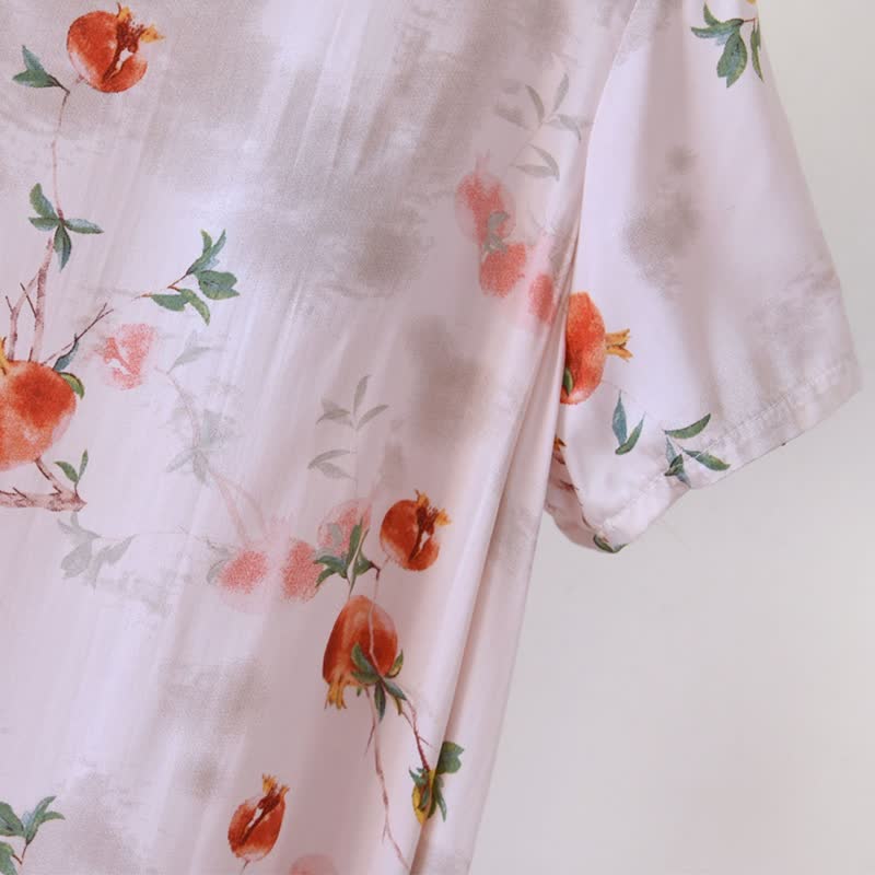 Ownkoti Oriental Style Pomegranate Short Sleeve Nightgown - image 7