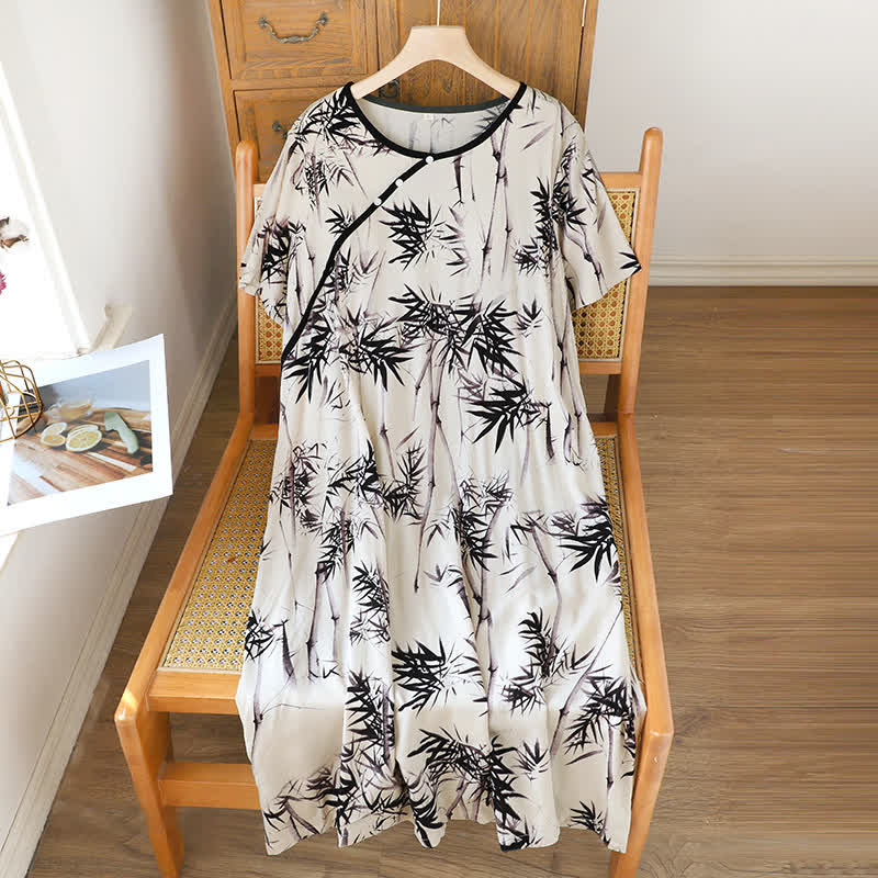 Ownkoti Vintage Oriental Ink Bamboo Nightgown - Black - XL - image 0