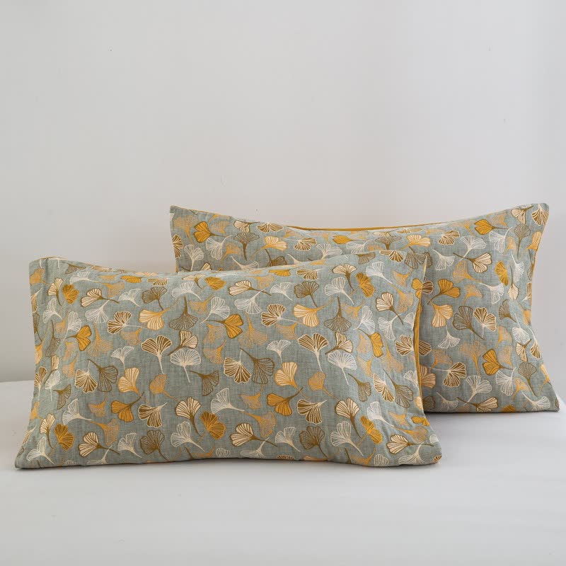 Ownkoti Ginkgo Biloba Organic Cotton Quilt - Light Grey - 2PCS Pillowcases - 20" x 36" - image 70