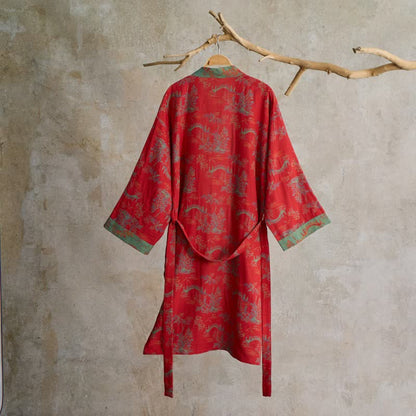 Ownkoti Oriental Bridge & Tree Cotton Kimono Robe - image 2