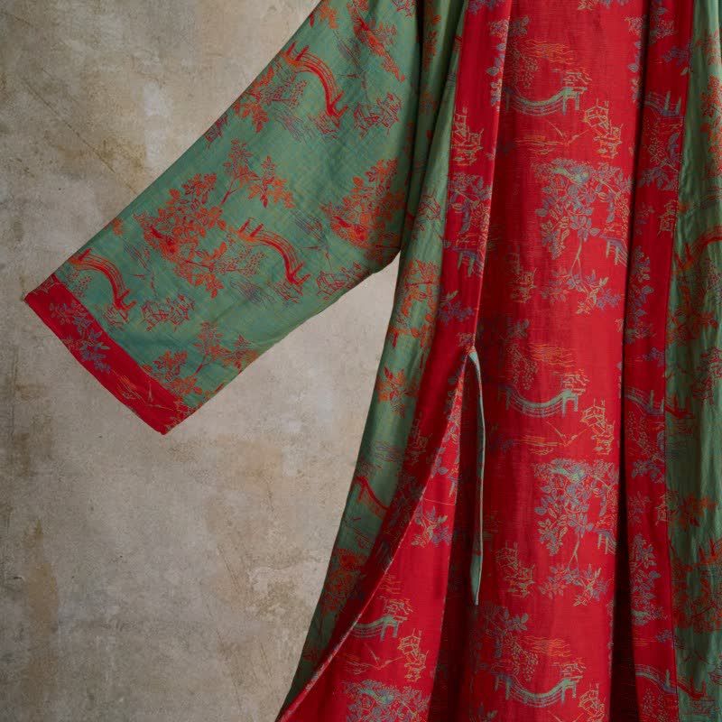 Ownkoti Oriental Bridge & Tree Cotton Kimono Robe - image 9