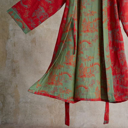 Ownkoti Oriental Bridge & Tree Cotton Kimono Robe - image 5