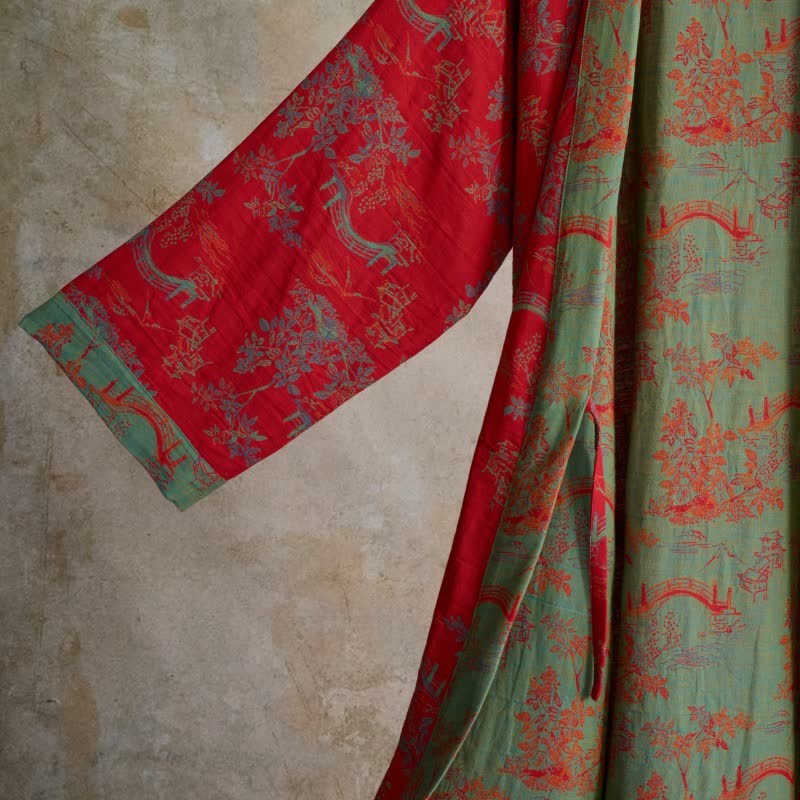 Ownkoti Oriental Bridge & Tree Cotton Kimono Robe - image 4