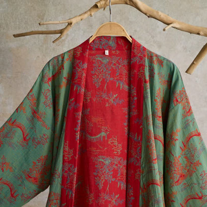 Ownkoti Oriental Bridge & Tree Cotton Kimono Robe - image 10