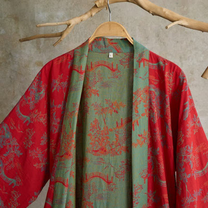 Ownkoti Oriental Bridge & Tree Cotton Kimono Robe - image 3