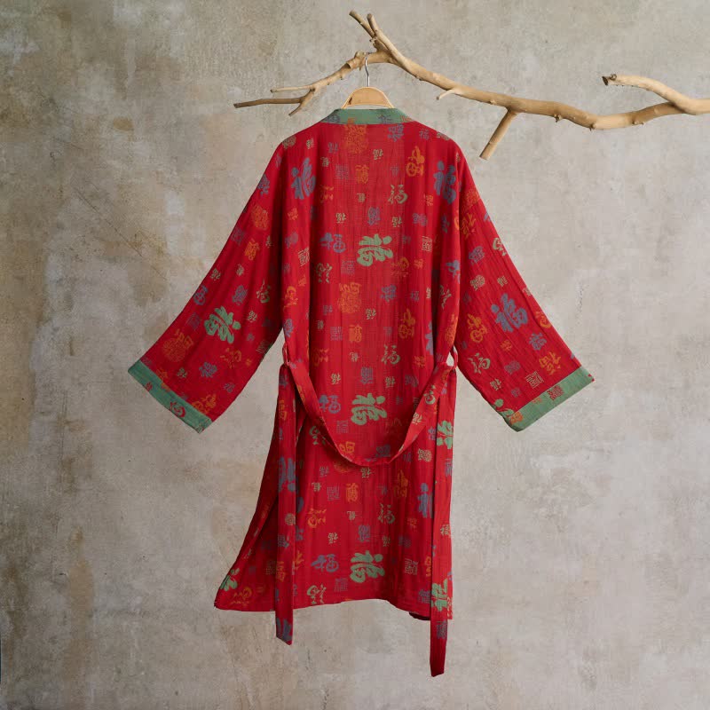 Ownkoti Auspicious Pattern Cotton Gauze Kimono Robe - image 1