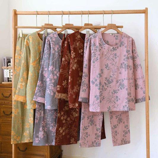 Ownkoti Plum Blossom Jacquard Cotton Gauze Pajamas - image 0