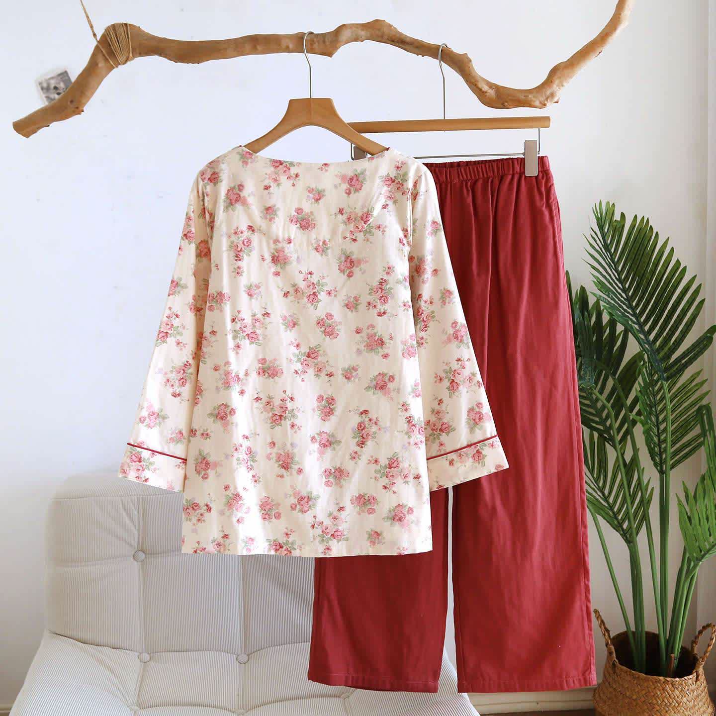 Ownkoti Romantic Rose Cotton Gauze Pajamas - image 2