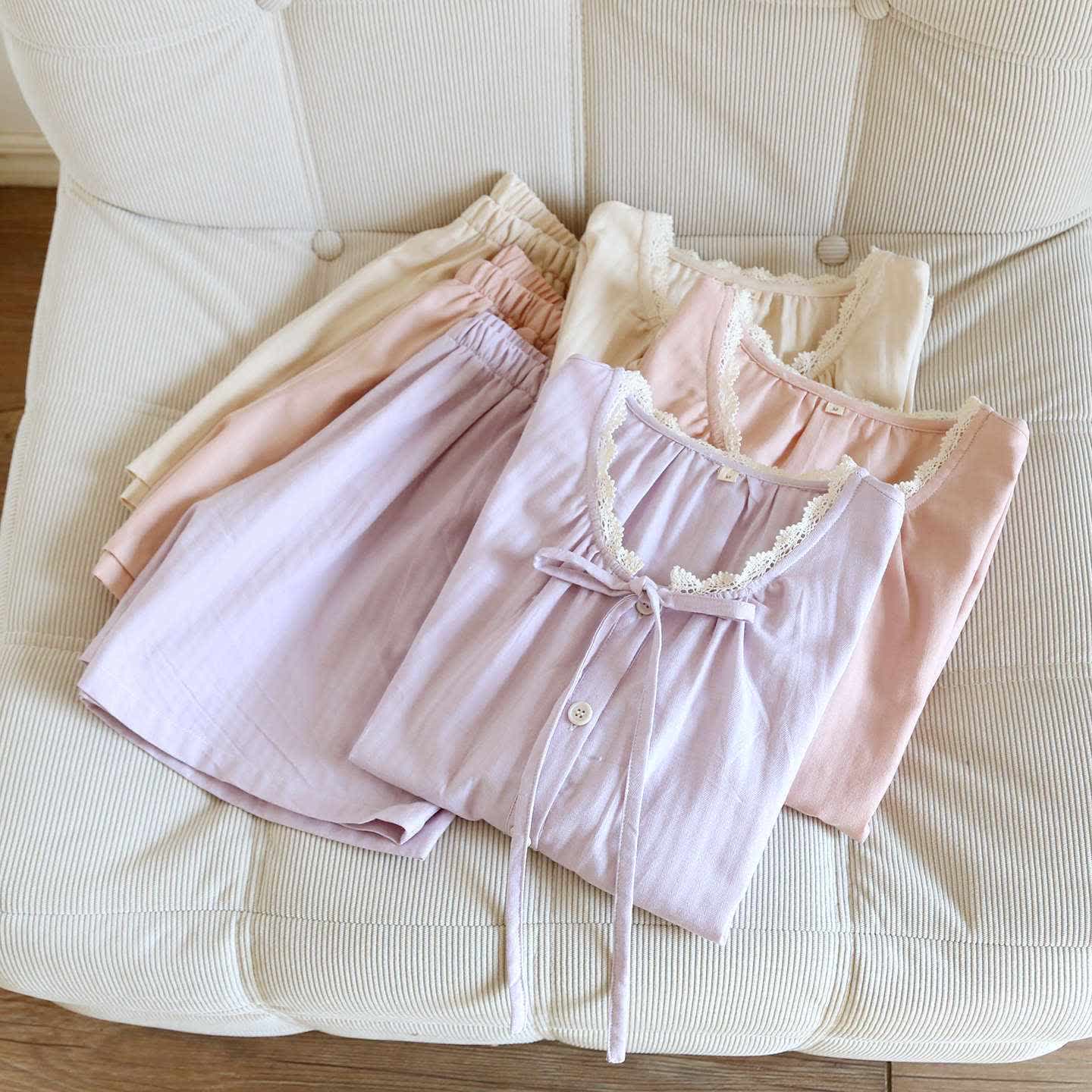 Ownkoti Solid Color Lace-trimmed Short Pajama Set - image 1