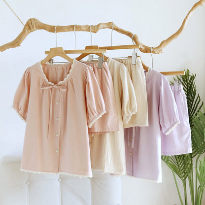 Ownkoti Solid Color Lace-trimmed Short Pajama Set - image 2