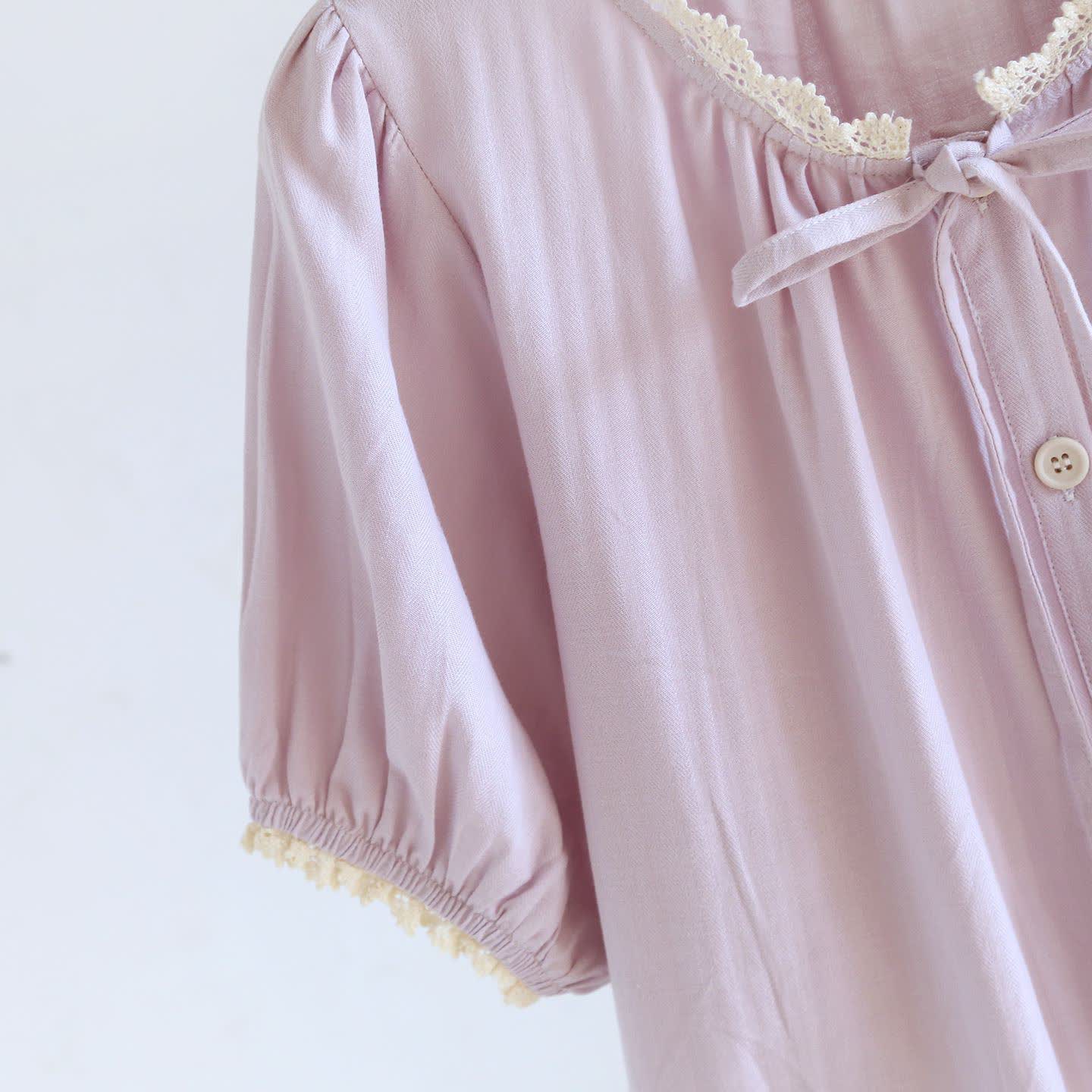 Ownkoti Solid Color Lace-trimmed Short Pajama Set - image 10