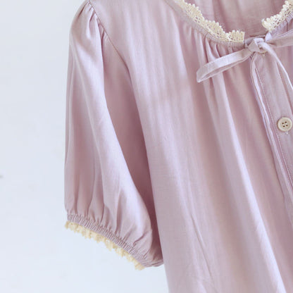 Ownkoti Solid Color Lace-trimmed Short Pajama Set - image 10