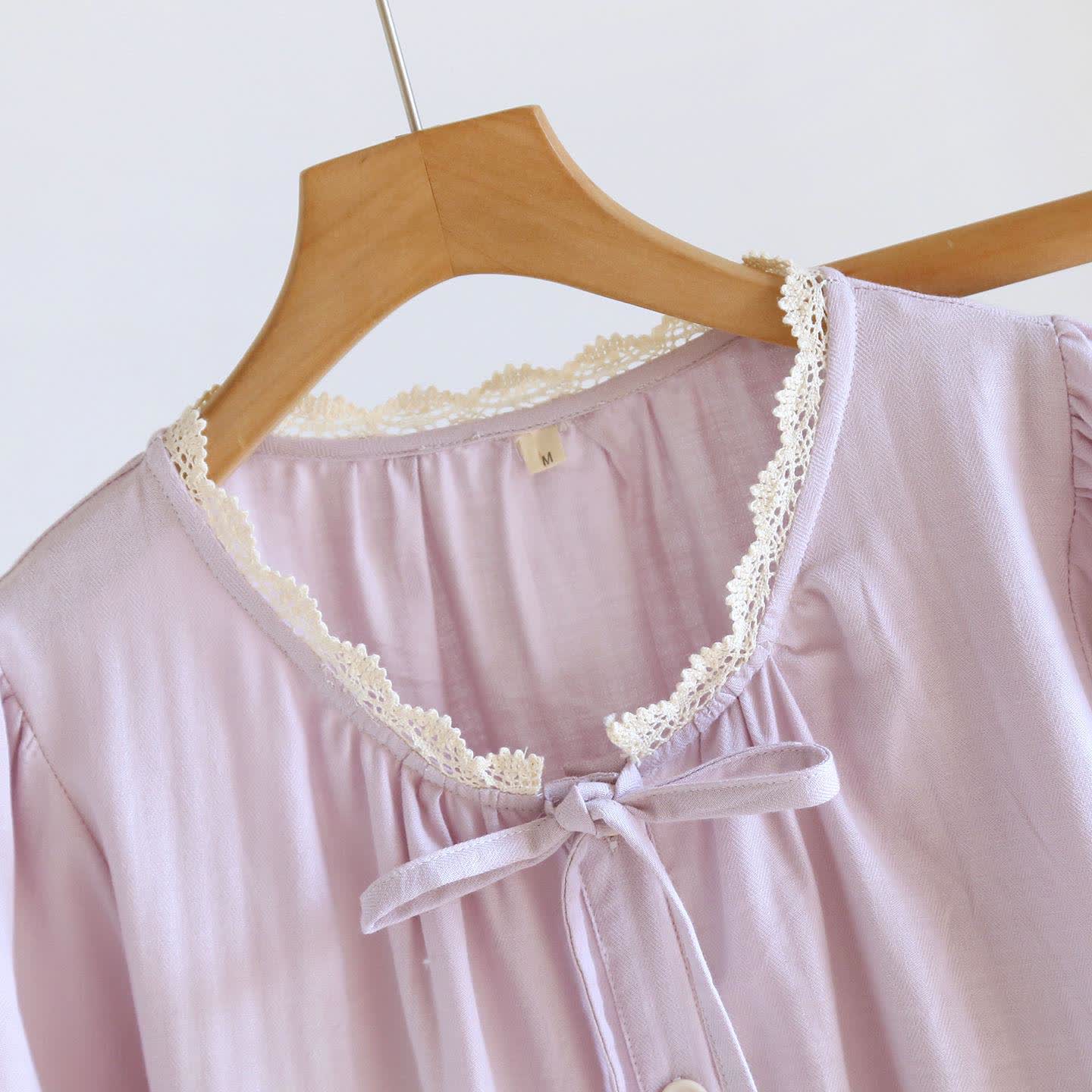 Ownkoti Solid Color Lace-trimmed Short Pajama Set - image 7