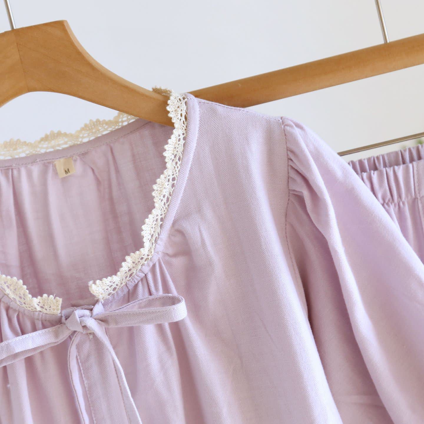 Ownkoti Solid Color Lace-trimmed Short Pajama Set - image 8