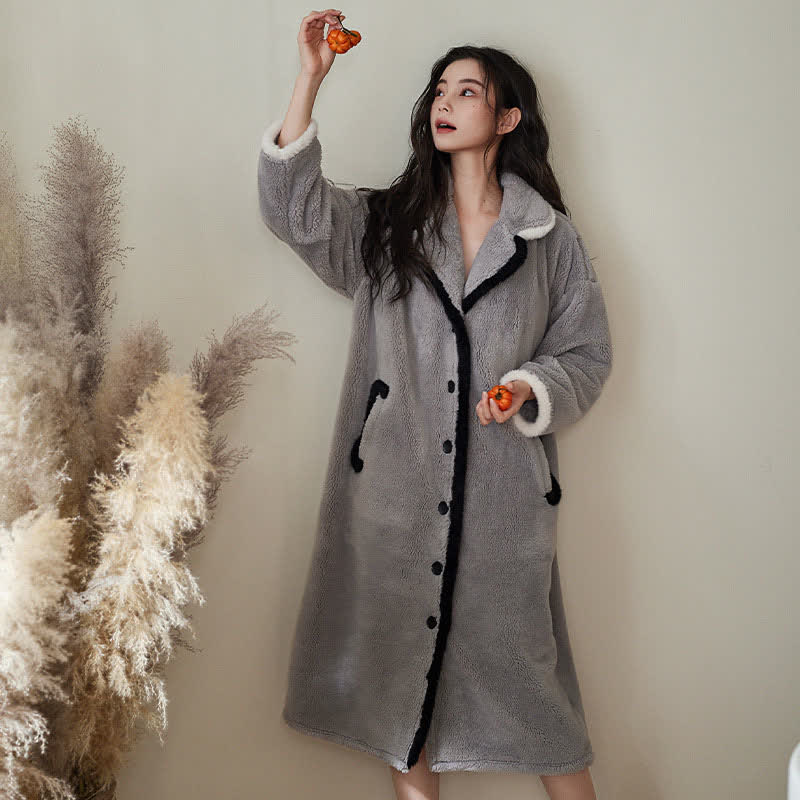 Ownkoti Gray Plush Couple Bathrobe - Gray - Women: XL - image 5