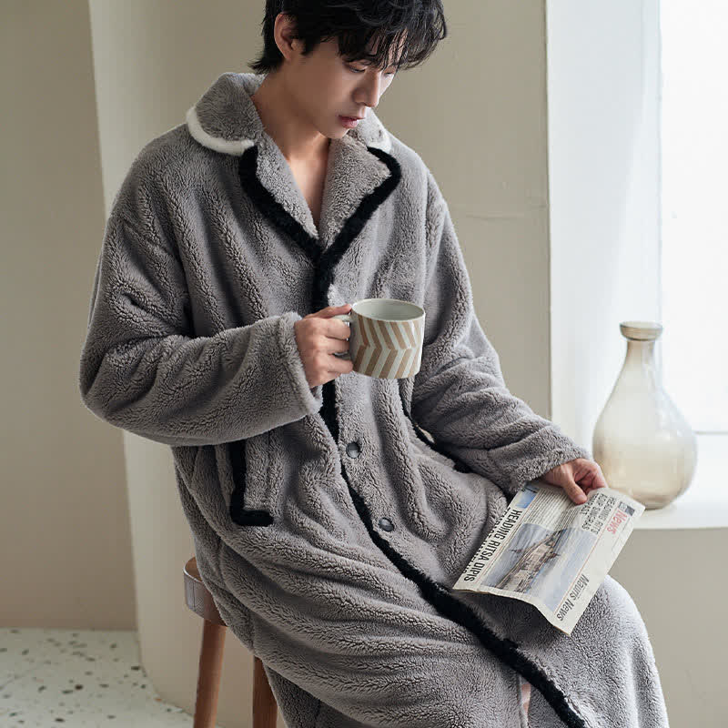 Ownkoti Gray Plush Couple Bathrobe - Gray - Men: 2XL - image 4