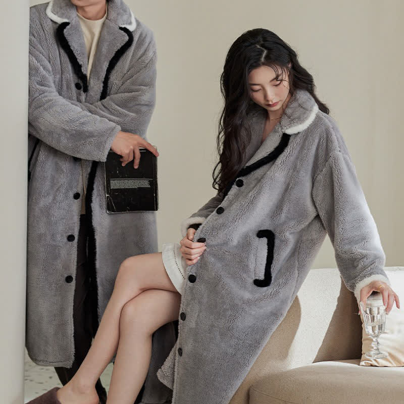Ownkoti Gray Plush Couple Bathrobe - image 3