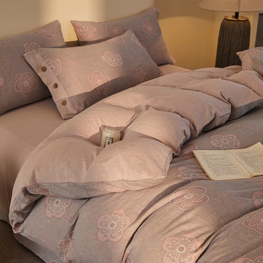 Ownkoti Country Floral Cotton Double Gauze Bedding Set(4PCS) - King - image 0