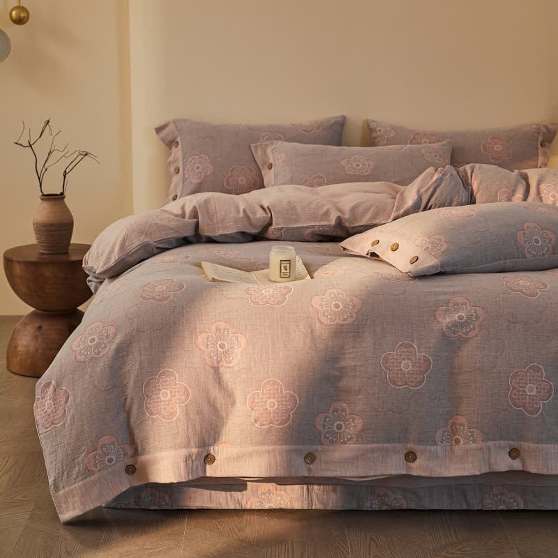 Ownkoti Country Floral Cotton Double Gauze Bedding Set(4PCS) - image 2
