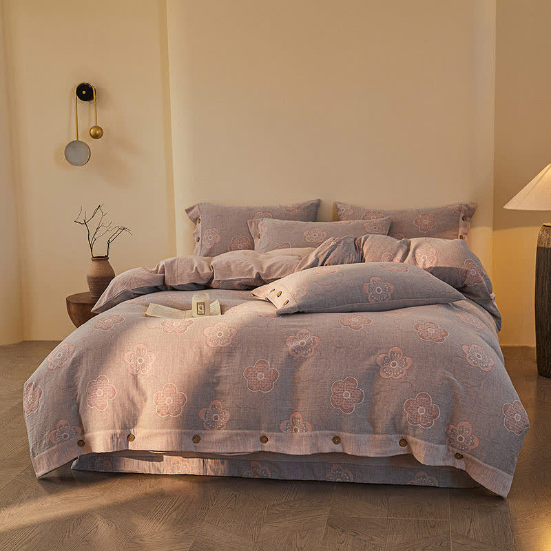 Ownkoti Country Floral Cotton Double Gauze Bedding Set(4PCS) - image 1
